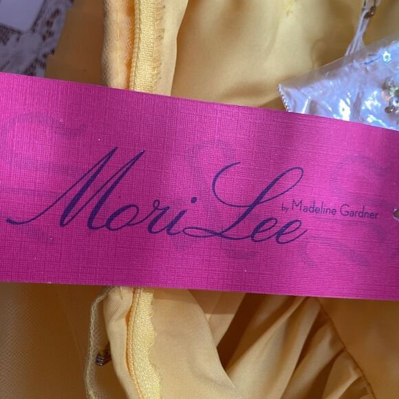 New Mori Lee By Madeline Gardner Yellow Tulle Mini Prom Party Dress Juniors Sz 5 - Picture 6 of 16